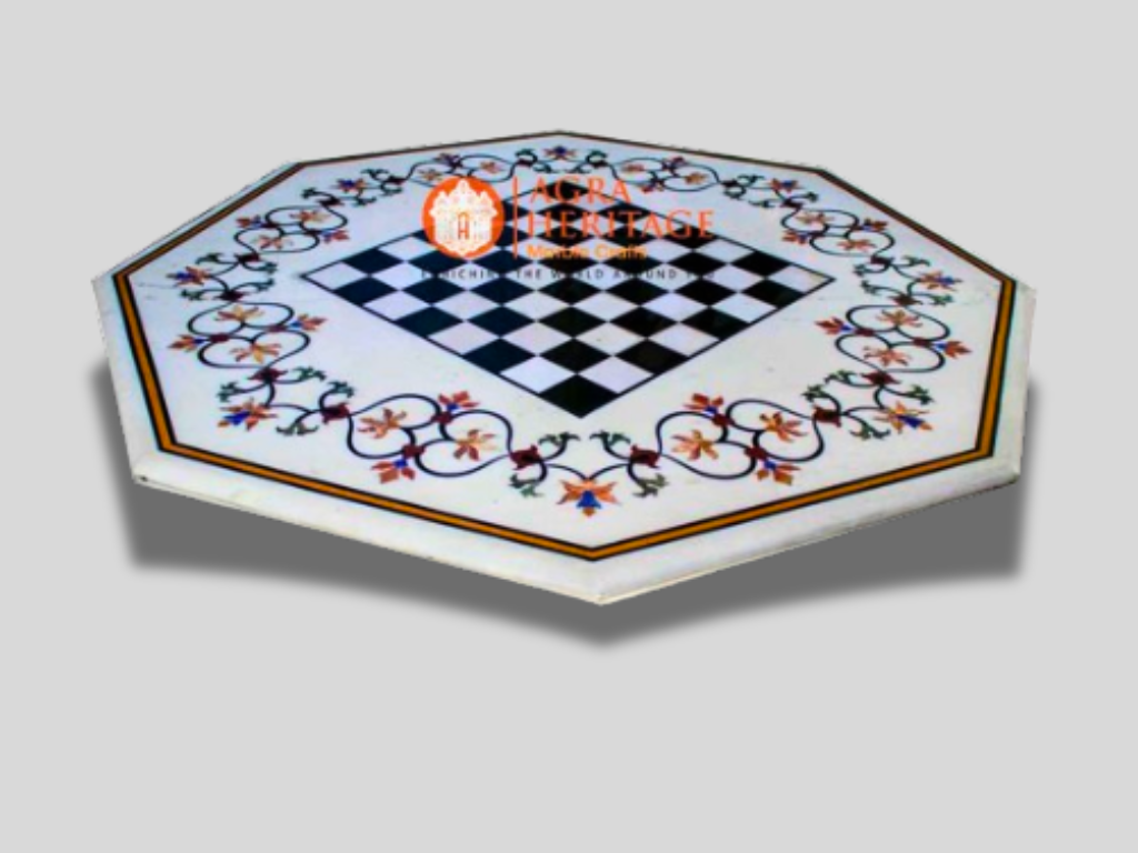 Marble Dining Chess Inlay Table Top Chess Lovers Gift